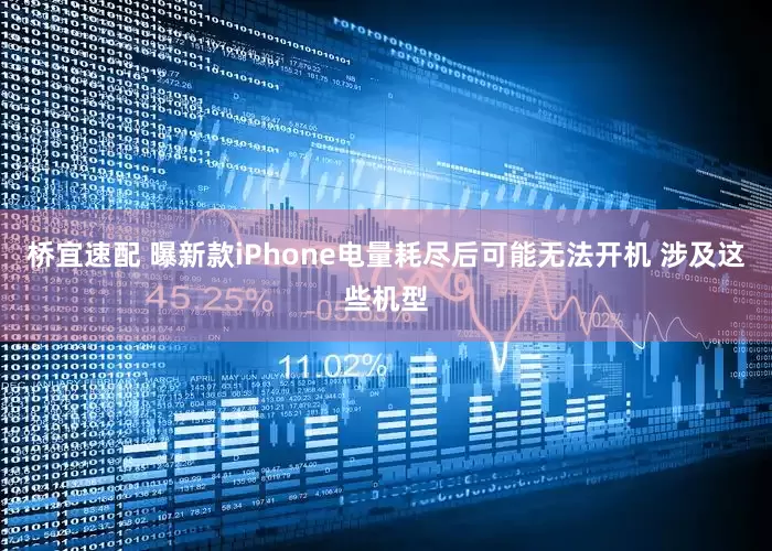 桥宜速配 曝新款iPhone电量耗尽后可能无法开机 涉及这些机型
